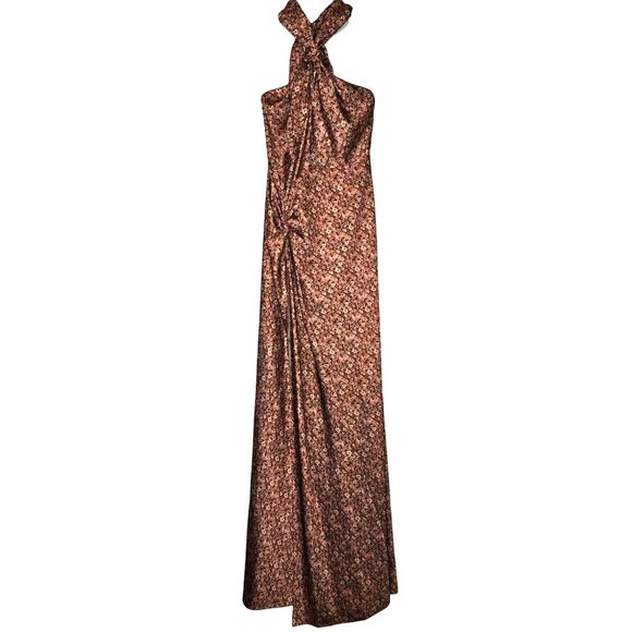 New Anthropologie BHLDN Ronny Kobo Samra Satin Twist-Halter Column Gown  SIZE 4 - Picture 7 of 8